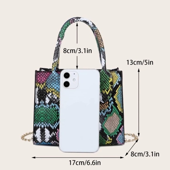 Mini Snakeskin Print Satchel Bag - Picture 4 of 8